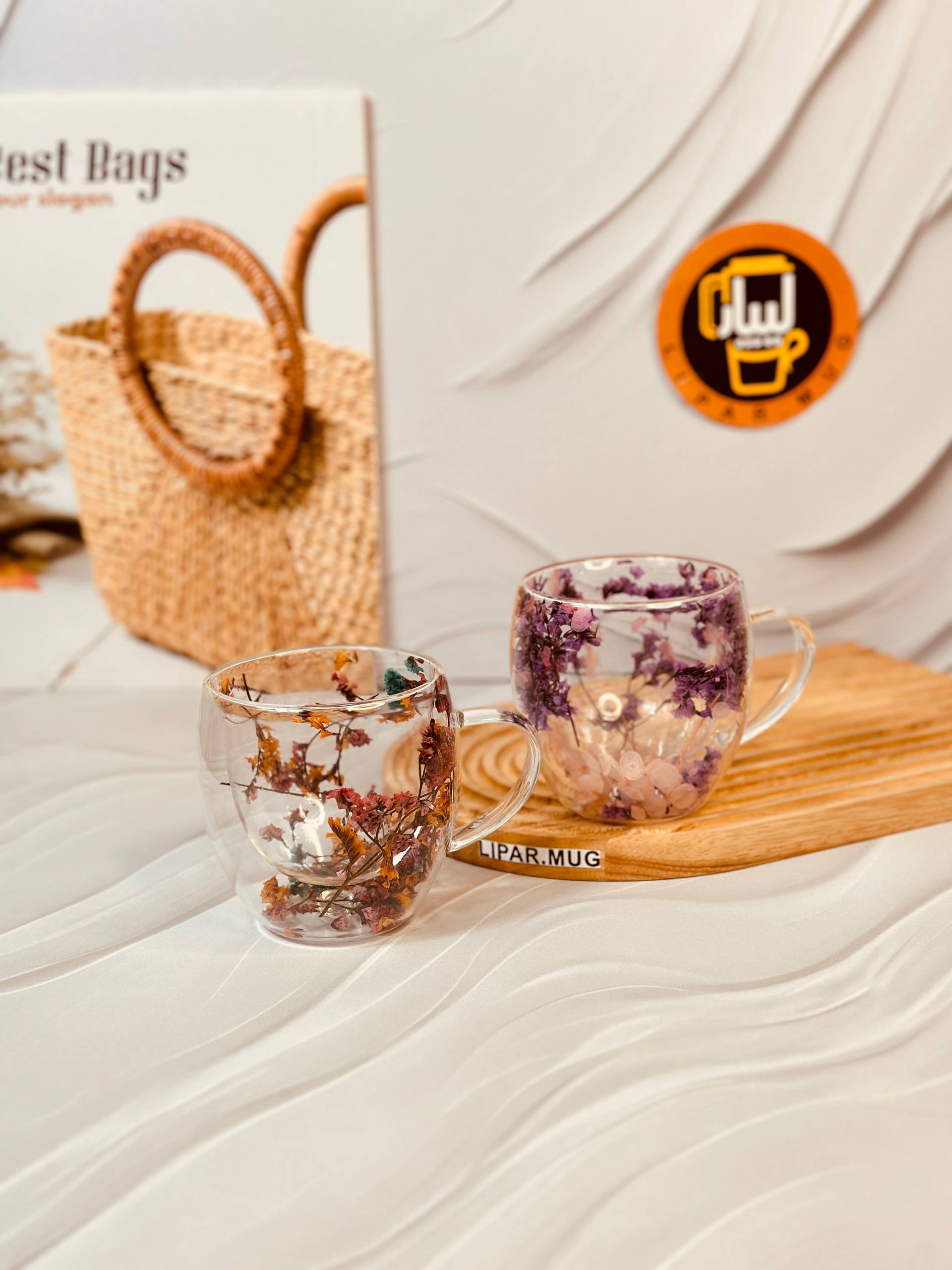 لیوان دو جداره پیرکس طرح گل